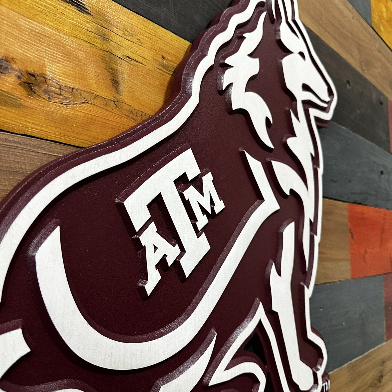 Texas A&M Aggies Reveille wall art handcrafted from premium materials