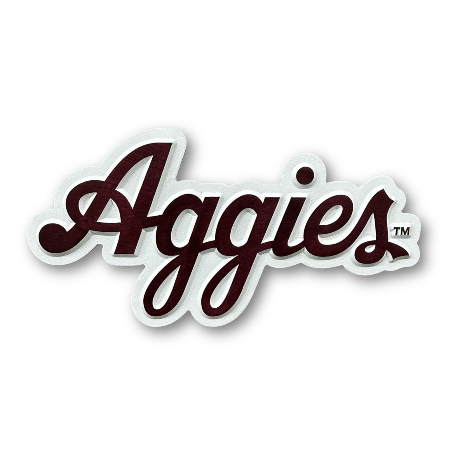 Texas A&M Aggies Script Logo Wood Sign handcrafted wall art by Cornbread Custom Signs