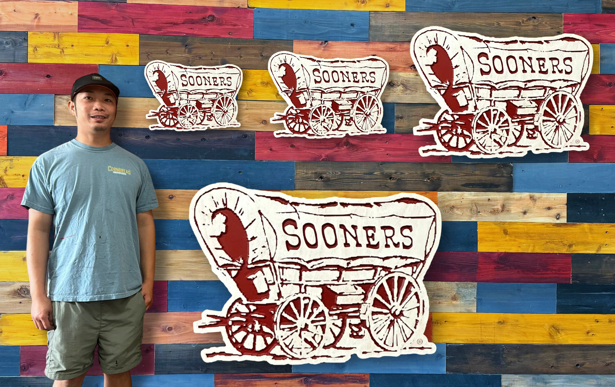 Official University of Oklahoma Schooner wall art precision CNC carved from premium wood