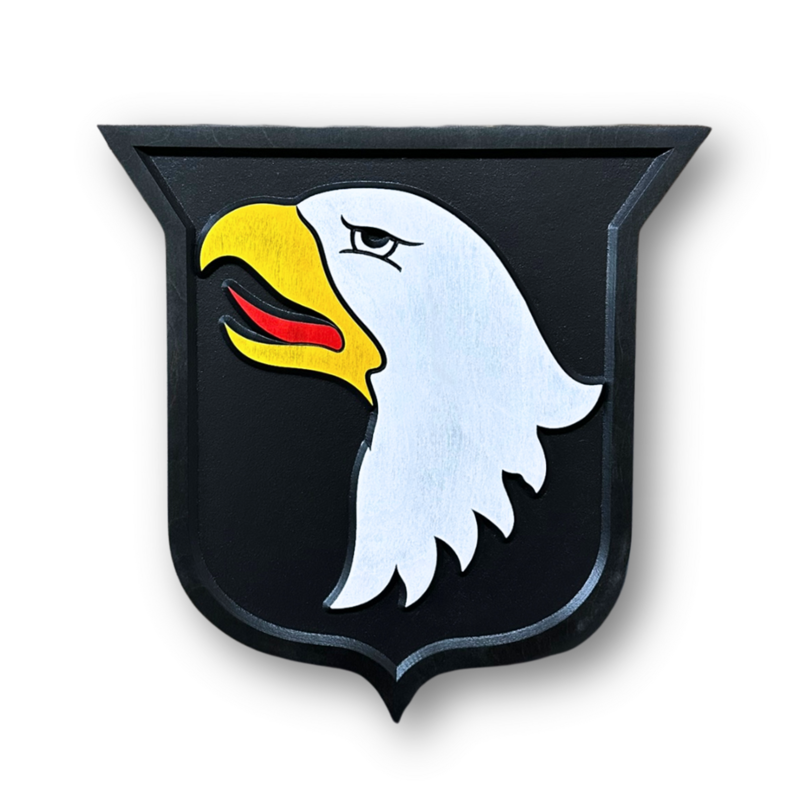 Officially licensed US Army 101st Airborne Division Screaming Eagles patch carved wood wall sign without Airborne tab