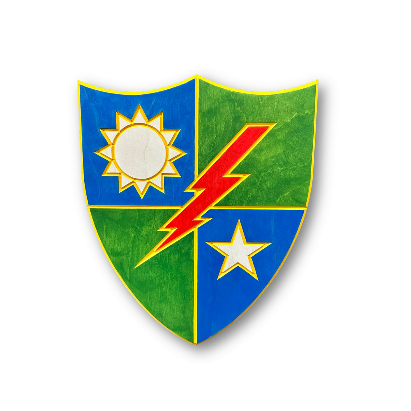 Officially licensed US Army 75th Ranger Regiment carved wood wall sign with blue green shield and red lightning bolt