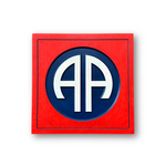 Officially licensed 82nd Airborne Division AA carved wood wall sign with red square and blue circle