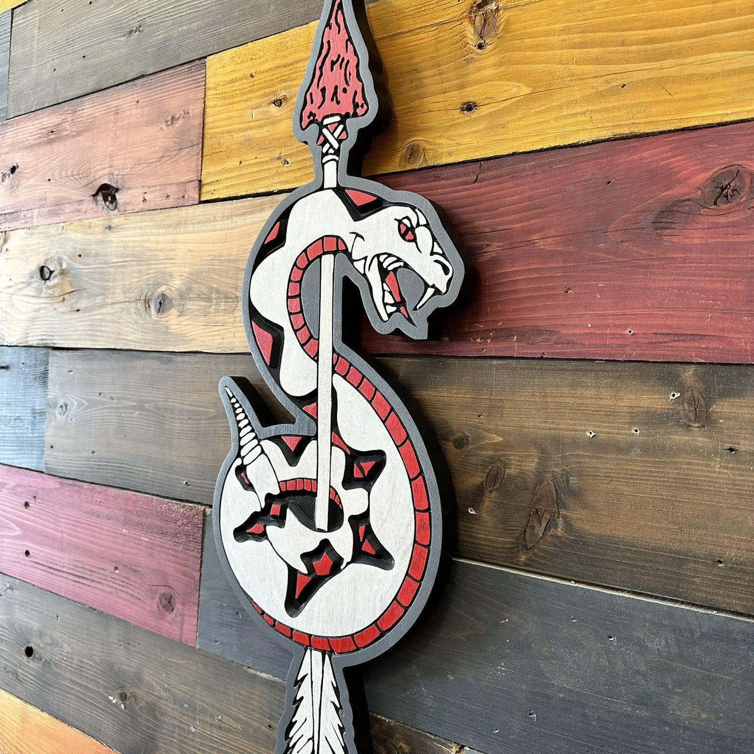 United States Army sniper course snake dagger insignia carved wood wall art