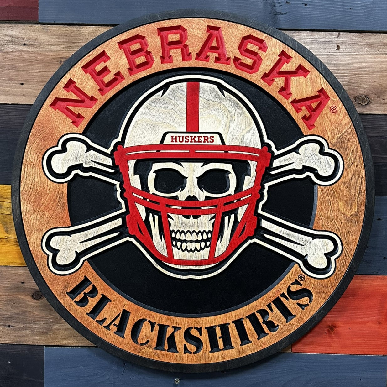 Blackshirts wood sign wall display handcrafted in Nebraska