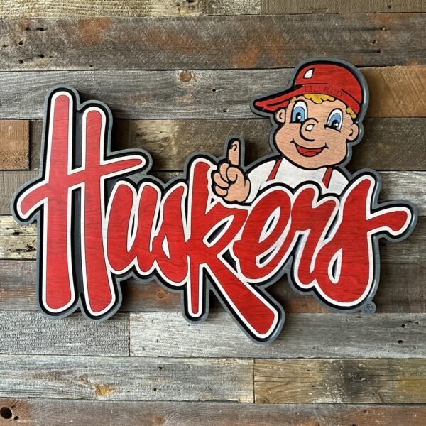 Lil Red Huskers sign wall art by Cornbread Custom Signs