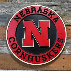 Nebraska Red and Black Round 24" x 24"
