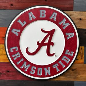 University of Alabama Crimson Tide round sign 24 inch by Cornbread Custom Signs
