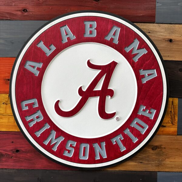 University of Alabama Crimson Tide round sign 24 inch by Cornbread Custom Signs