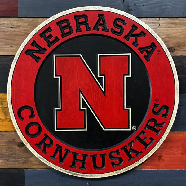 Nebraska Red and Black Round 16" x 16"